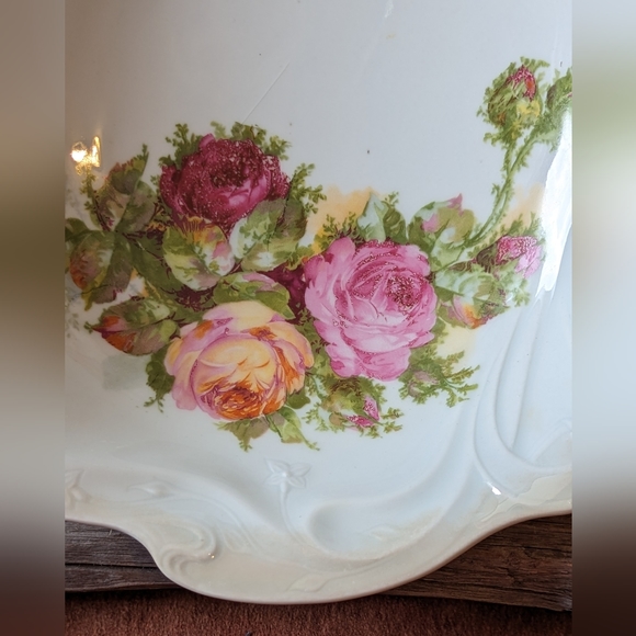 Antique JS Bavaria Germany Handpainted Porcelain Roses Bowl - Picture 3 of 13